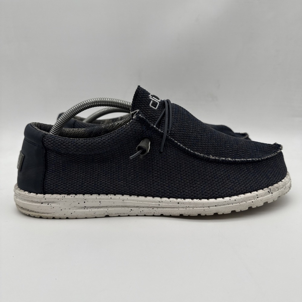 Hey Dude Men's US SZ 12 Wally Sox Navy Grey Slip On Comfort Shoes 110352514